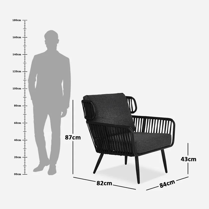 Greta lounge chair, gray & black