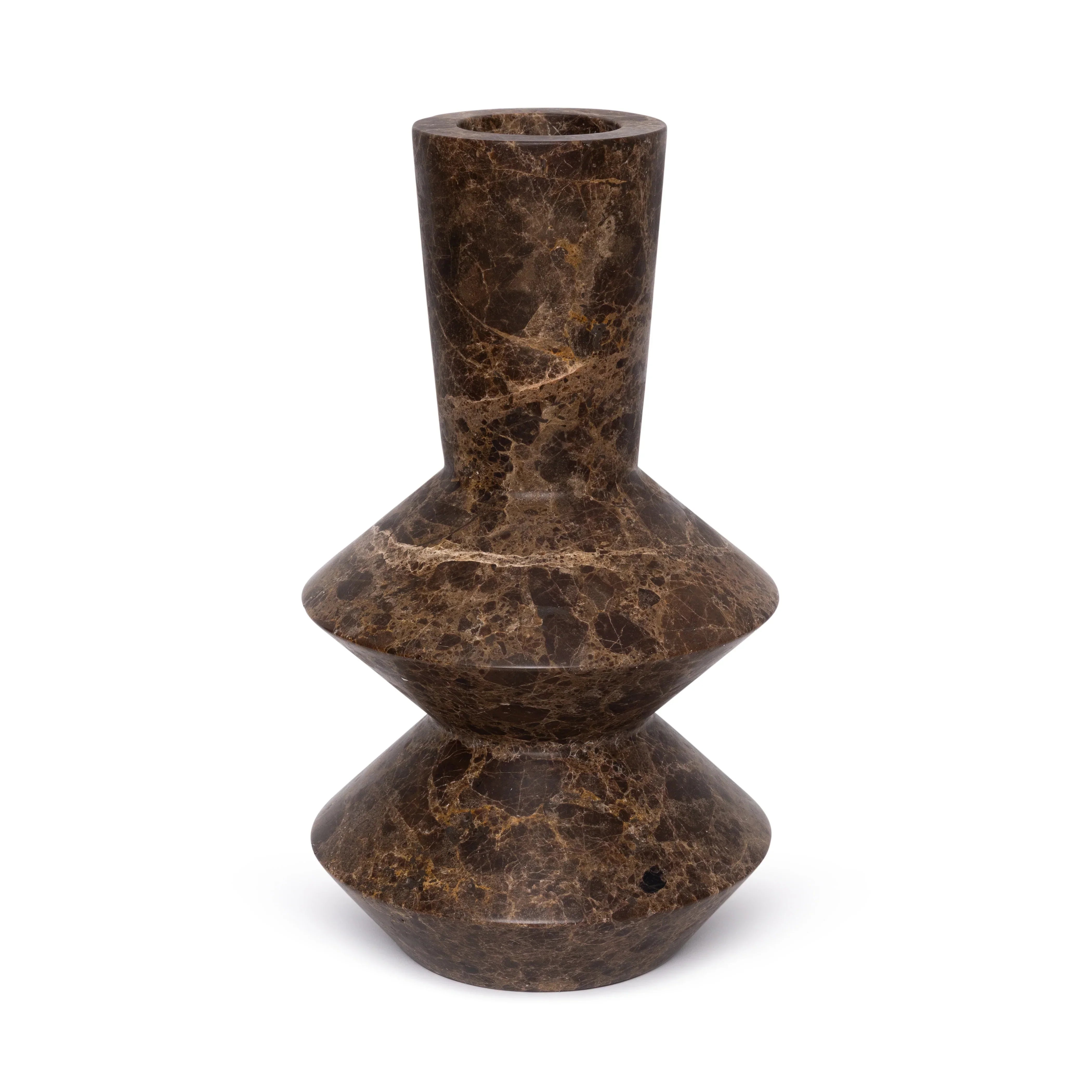 Rhombus Vase Dark Emperador H35 cm