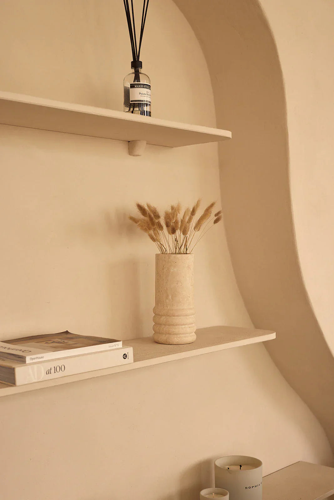 Travertine vase Molí Ø12×25 cm