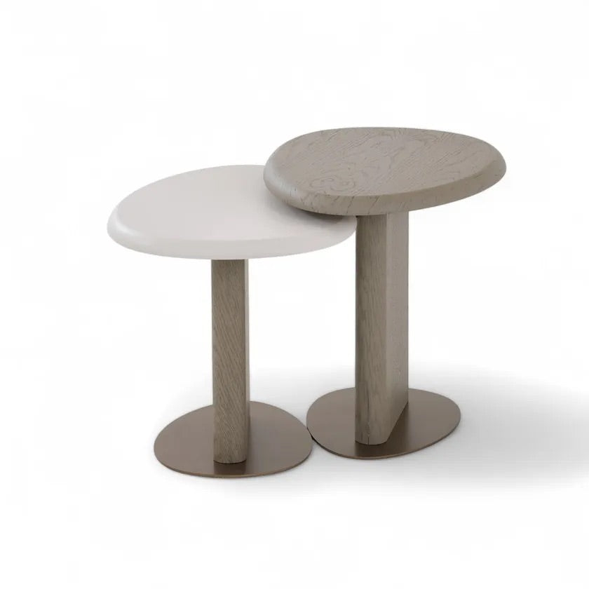 Ayla Nesting Table Set, White &amp; Brown – Set of 2 