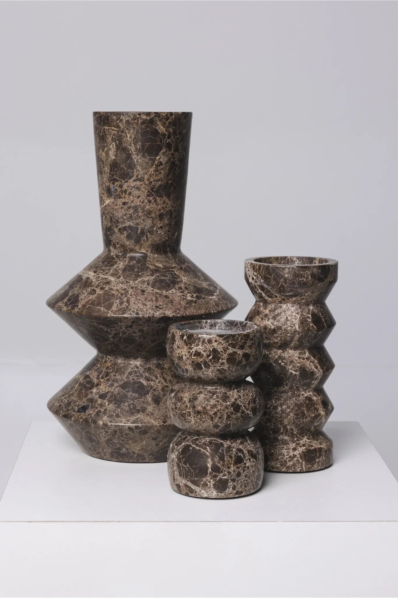 Rhombus Vase Dark Emperador H35 cm