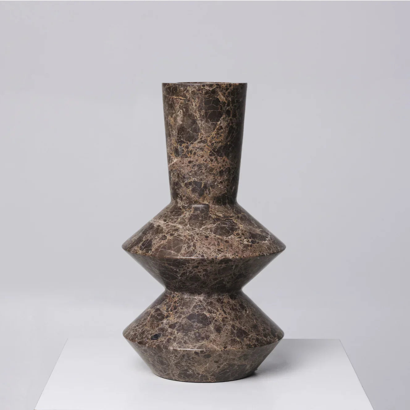 Rhombus Vase Dark Emperador H35 cm