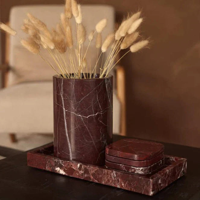 Marble vase/wine cooler red Ø12×18 cm