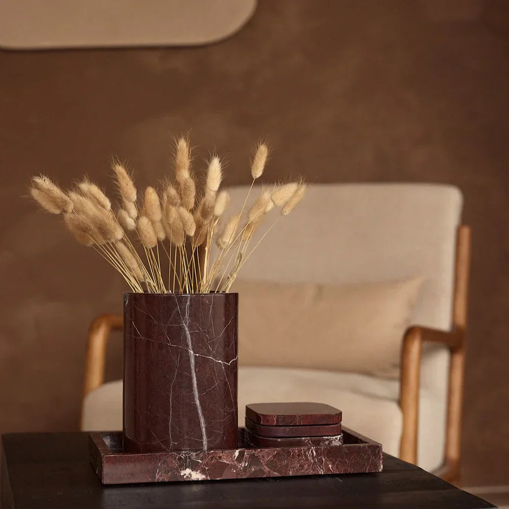 Marble vase/wine cooler red Ø12×18 cm