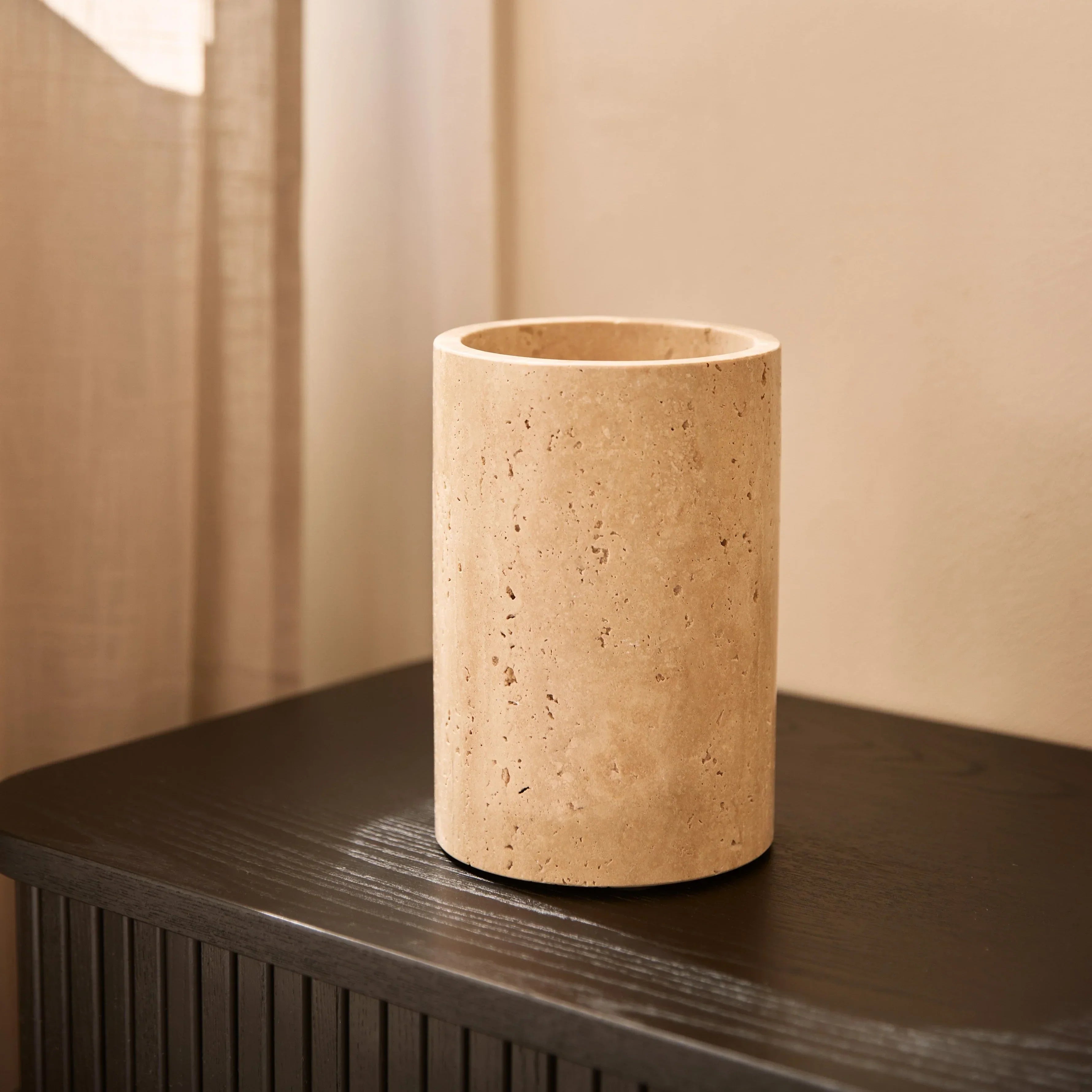 Travertine vase/wine cooler Ø12×18 cm