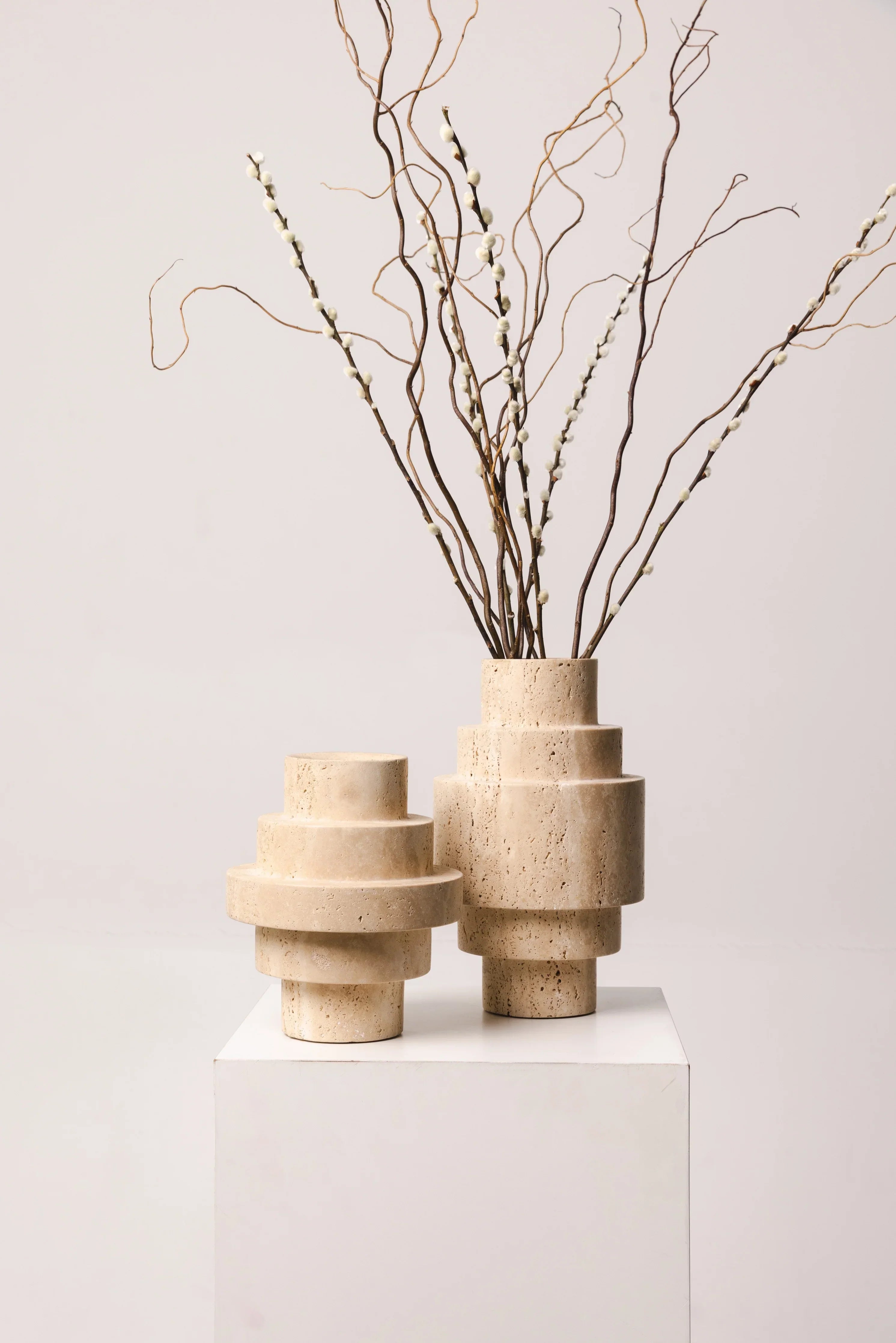 Travertine vase set Agano