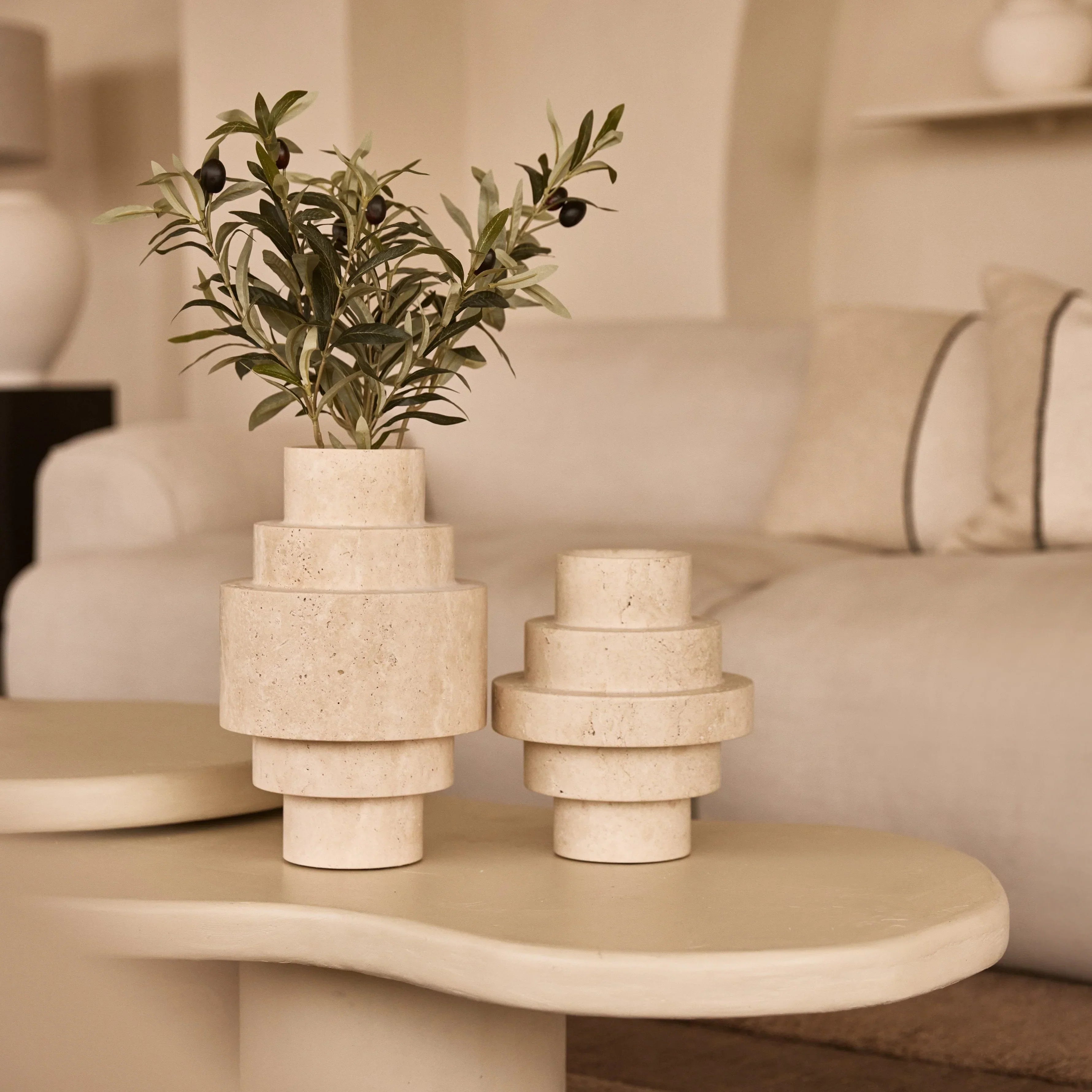 Travertine vase set Agano
